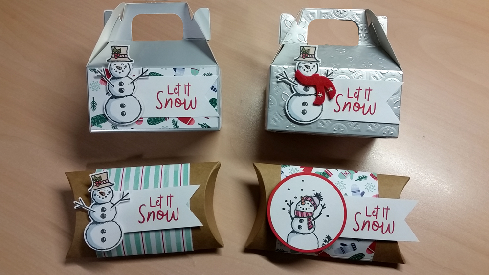 Simple Snowman Season treat boxes for holiday parties